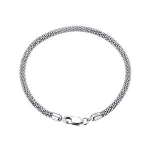 Italian 925 Sterling Silver 3.0mm Mesh Popcorn Chain Bracelet for Women